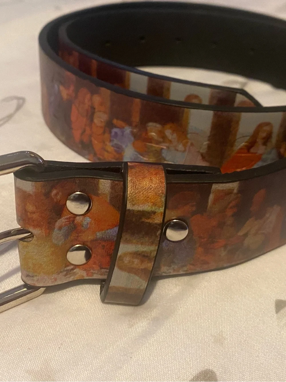 Supreme Belt last supper Colors blue,red, orange Silver buckle